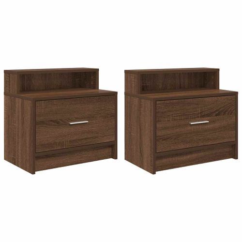 Tables de chevet avec tiroir 2 pcs chêne marron 51x31x47 cm - Photo n°2; ?>