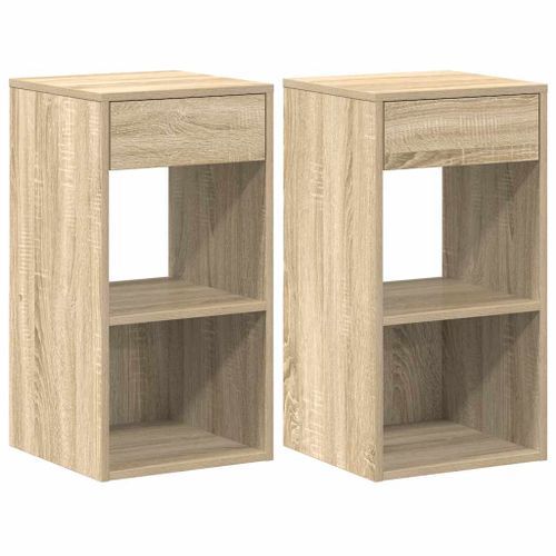 Tables de chevet avec tiroir 2 pcs chêne sonoma 35x34x66,5 cm - Photo n°2; ?>