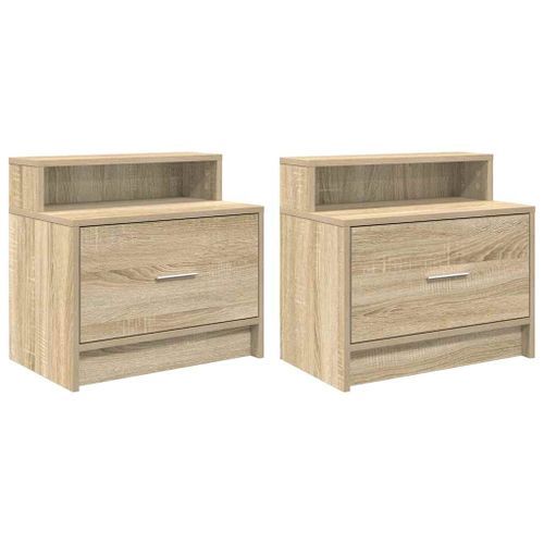 Tables de chevet avec tiroir 2 pcs chêne sonoma 51x31x47 cm - Photo n°2; ?>