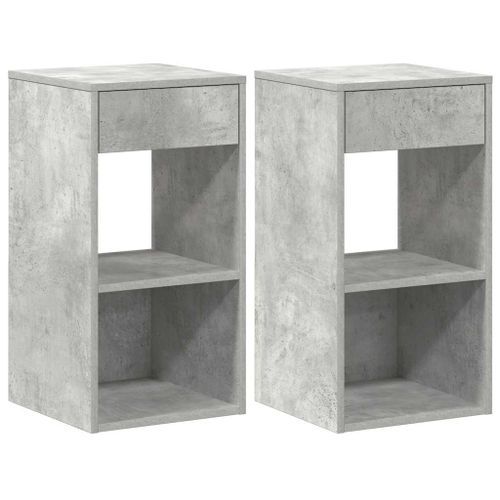 Tables de chevet avec tiroir 2 pcs gris béton 35x34x66,5 cm - Photo n°2; ?>