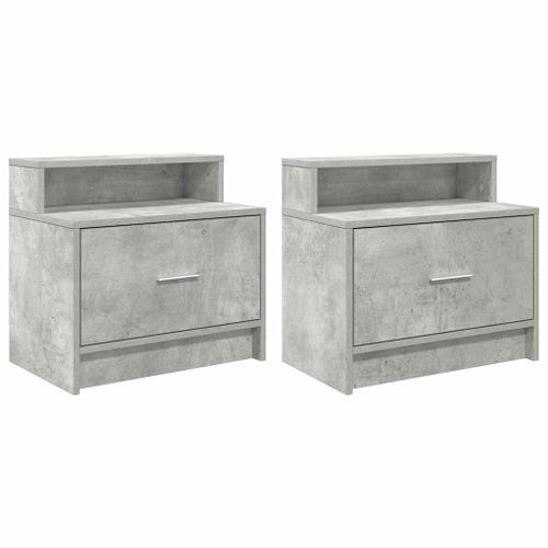 Tables de chevet avec tiroir 2 pcs gris béton 51x31x47 cm - Photo n°2; ?>