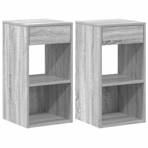 Tables de chevet avec tiroir 2 pcs sonoma gris 35x34x66,5 cm - Photo n°2; ?>