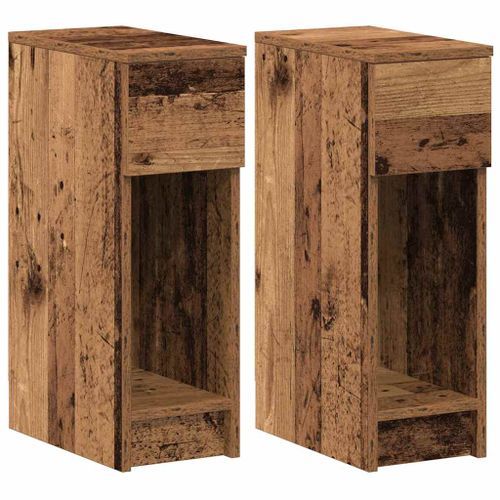 Tables de chevet avec tiroir 2 pcs vieux bois 20x36x60 cm - Photo n°2; ?>