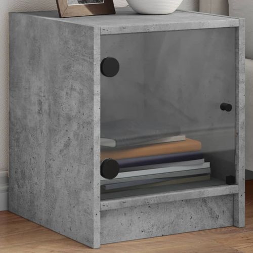 Tables de chevet et portes vitrées 2 pcs gris béton 35x37x42 cm - Photo n°2; ?>