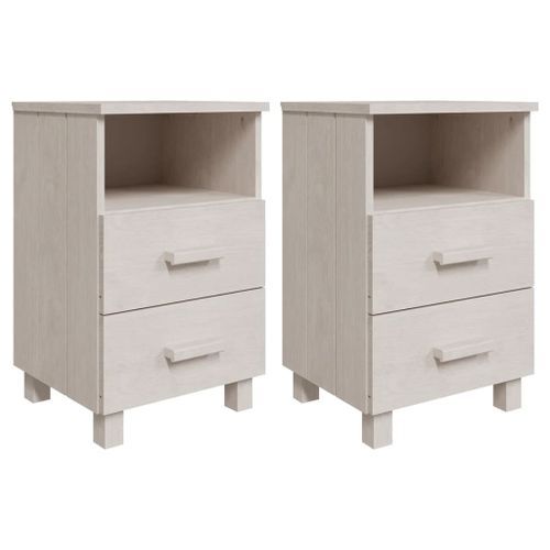 Tables de chevet HAMAR 2 pcs Blanc 40x35x62 cm Bois massif - Photo n°2; ?>