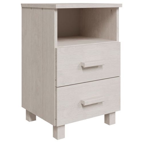 Tables de chevet HAMAR 2 pcs Blanc 40x35x62 cm Bois massif - Photo n°3; ?>