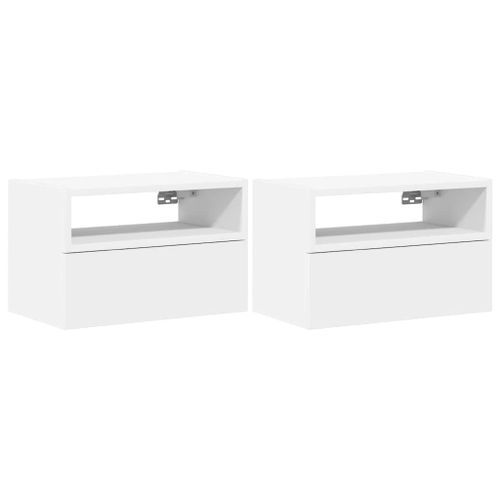 Tables de chevet murales 2 pcs blanc 45x26x28,5 cm - Photo n°2; ?>