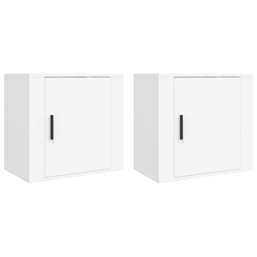 Tables de chevet murales 2 pcs Blanc 50x30x47 cm - Photo n°2; ?>