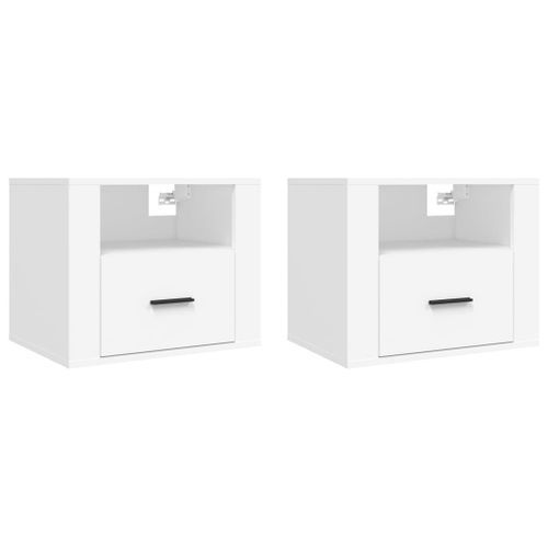 Tables de chevet murales 2 pcs Blanc 50x36x40 cm - Photo n°2; ?>