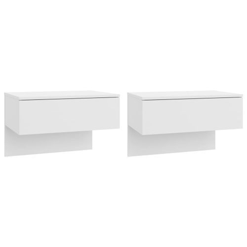 Tables de chevet murales 2 pcs Blanc - Photo n°2; ?>