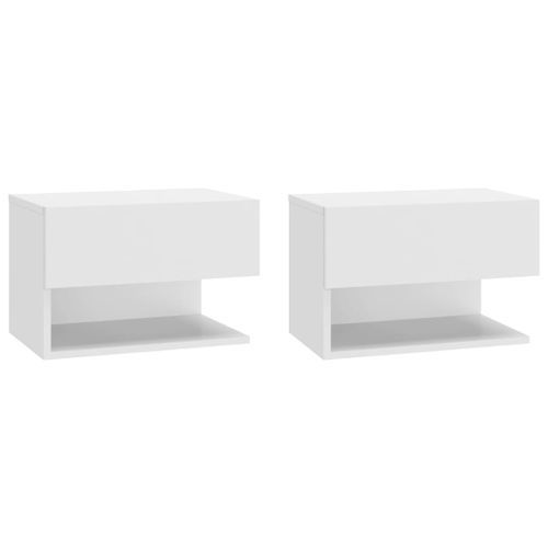 Tables de chevet murales 2 pcs Blanc - Photo n°2; ?>