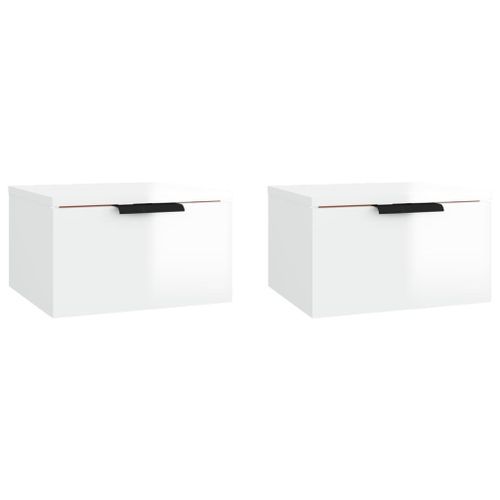 Tables de chevet murales 2 pcs Blanc brillant 34x30x20 cm - Photo n°2; ?>