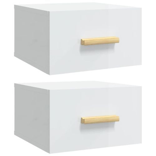 Tables de chevet murales 2 pcs blanc brillant 35x35x20 cm - Photo n°2; ?>