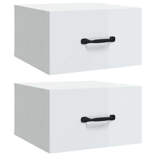 Tables de chevet murales 2 pcs Blanc brillant 35x35x20 cm - Photo n°2; ?>