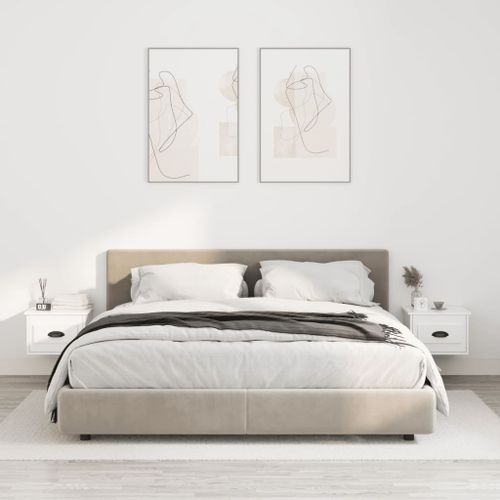 Tables de chevet murales 2 pcs blanc brillant 41,5x36x28 cm - Photo n°2; ?>