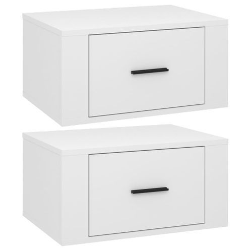 Tables de chevet murales 2 pcs Blanc brillant 50x36x25 cm - Photo n°2; ?>