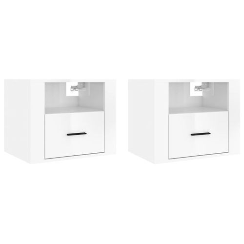 Tables de chevet murales 2 pcs Blanc brillant 50x36x40 cm - Photo n°2; ?>