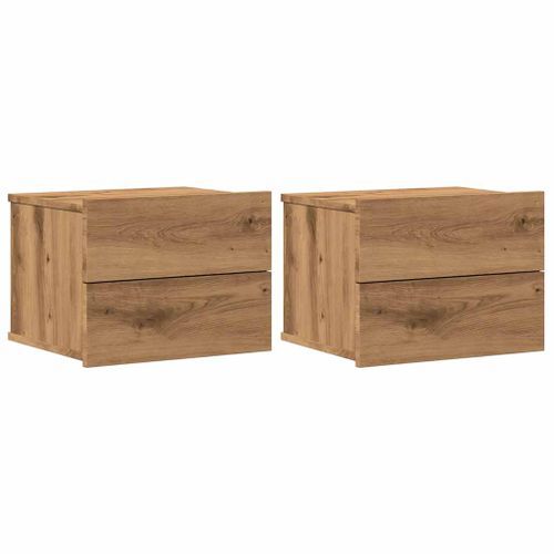 Tables de chevet murales 2 pcs chêne artisanal 40x32x30 cm - Photo n°2; ?>