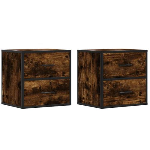 Tables de chevet murales 2 pcs Chêne fumé 40x31x39,5 cm - Photo n°2; ?>