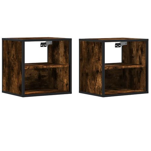 Tables de chevet murales 2 pcs Chêne fumé 40x31x39,5 cm - Photo n°2; ?>