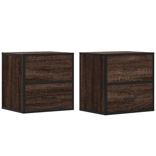 Tables de chevet murales 2 pcs chêne marron 40x31x39,5 cm - Photo n°2; ?>