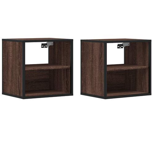 Tables de chevet murales 2 pcs chêne marron 40x31x39,5 cm - Photo n°2; ?>