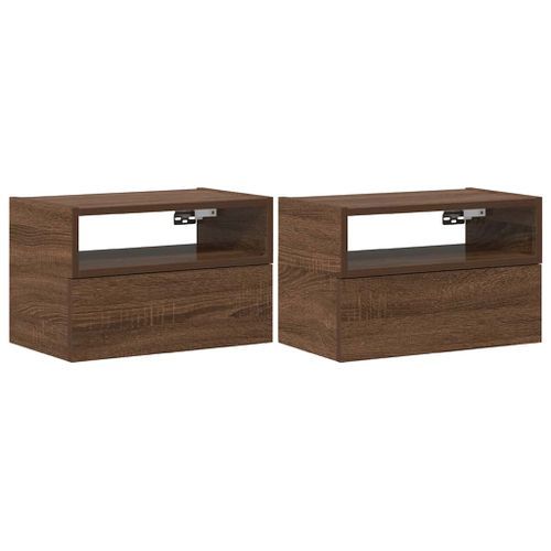 Tables de chevet murales 2 pcs Chêne marron 45x26x28,5 cm - Photo n°2; ?>