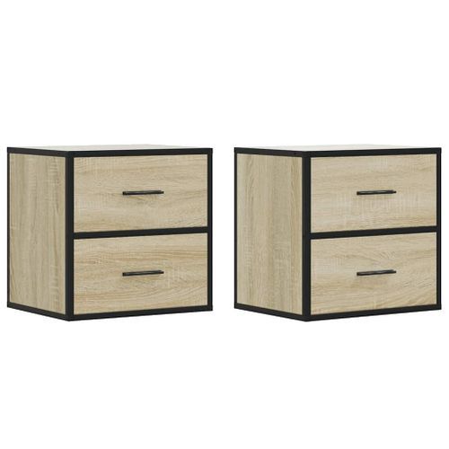 Tables de chevet murales 2 pcs chêne sonoma 40x31x39,5 cm - Photo n°2; ?>