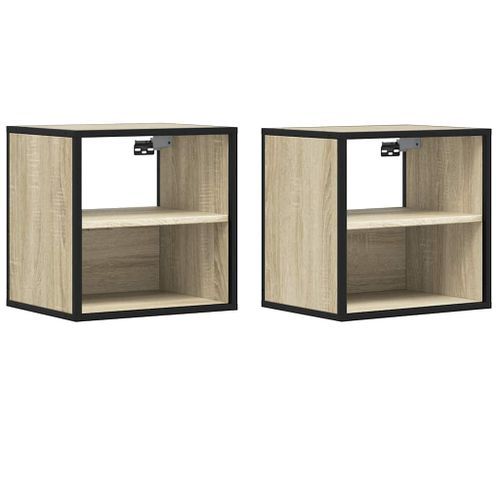 Tables de chevet murales 2 pcs chêne sonoma 40x31x39,5 cm - Photo n°2; ?>