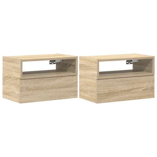 Tables de chevet murales 2 pcs chêne sonoma 45x26x28,5 cm - Photo n°2; ?>