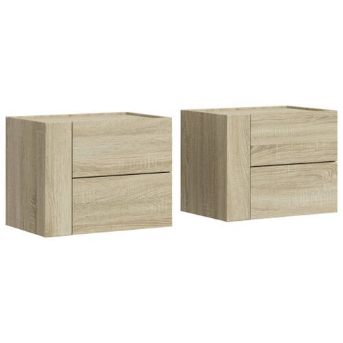 Tables de chevet murales 2 pcs chêne sonoma 45x30x35 cm - Photo n°2; ?>