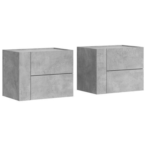 Tables de chevet murales 2 pcs gris béton 45x30x35 cm - Photo n°2; ?>