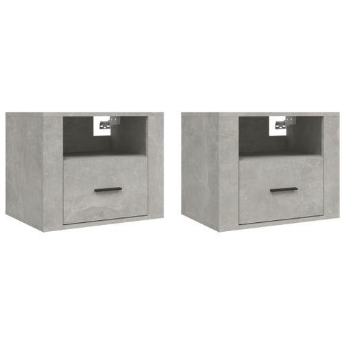 Tables de chevet murales 2 pcs Gris béton 50x36x40 cm - Photo n°2; ?>