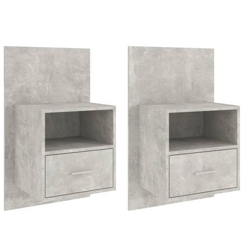 Tables de chevet murales 2 pcs Gris béton - Photo n°2; ?>