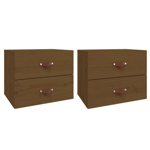 Tables de chevet murales 2 pcs Marron miel 50x36x40 cm - Photo n°2; ?>