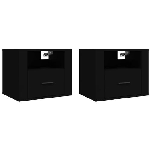 Tables de chevet murales 2 pcs Noir 50x36x40 cm - Photo n°2; ?>