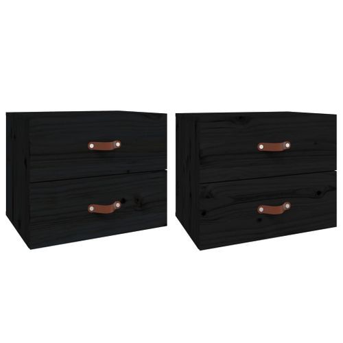 Tables de chevet murales 2 pcs Noir 50x36x40 cm - Photo n°2; ?>