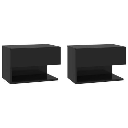 Tables de chevet murales 2 pcs Noir - Photo n°2; ?>