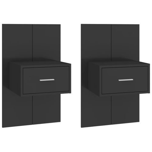 Tables de chevet murales 2 pcs Noir - Photo n°2; ?>