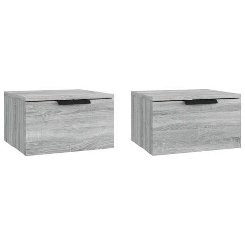 Tables de chevet murales 2 pcs Sonoma gris 34x30x20 cm - Photo n°2; ?>