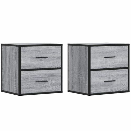 Tables de chevet murales 2 pcs sonoma gris 40x31x39,5 cm - Photo n°2; ?>