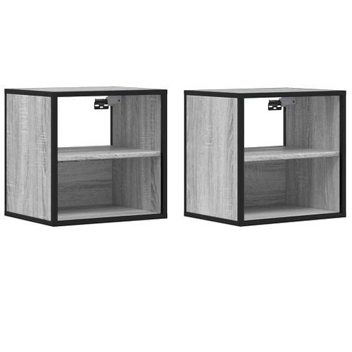 Tables de chevet murales 2 pcs sonoma gris 40x31x39,5 cm - Photo n°2; ?>