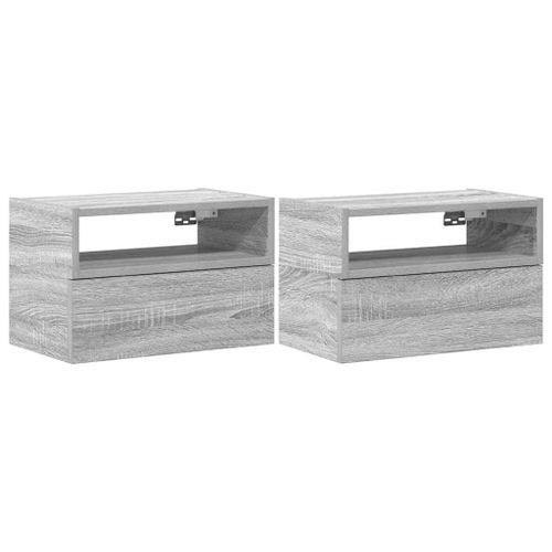 Tables de chevet murales 2 pcs sonoma gris 45x26x28,5 cm - Photo n°2; ?>