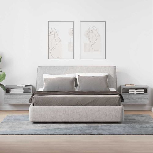 Tables de chevet murales 2 pcs sonoma gris 45x26x28,5 cm - Photo n°3; ?>