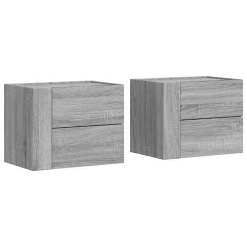 Tables de chevet murales 2 pcs sonoma gris 45x30x35 cm - Photo n°2; ?>