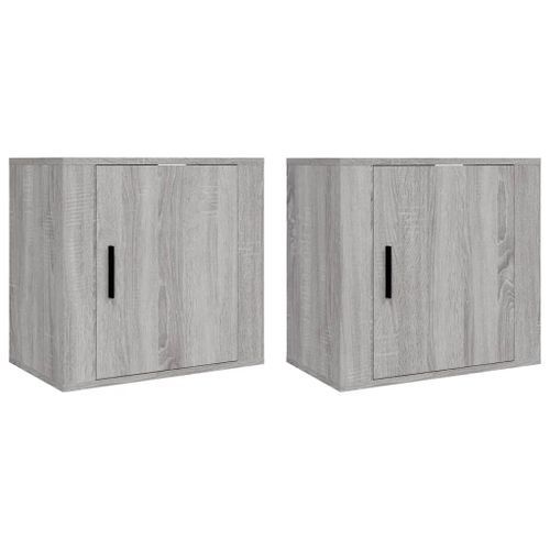 Tables de chevet murales 2 pcs Sonoma gris 50x30x47 cm - Photo n°2; ?>