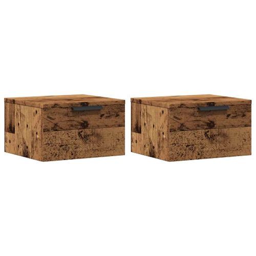 Tables de chevet murales 2 pcs vieux bois 34x30x20 cm - Photo n°2; ?>