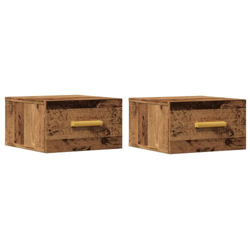 Tables de chevet murales 2 pcs vieux bois 35x35x20 cm - Photo n°2; ?>