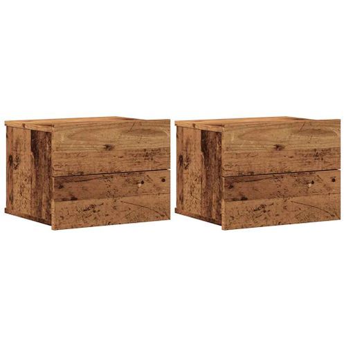 Tables de chevet murales 2 pcs vieux bois 40x32x30 cm - Photo n°2; ?>