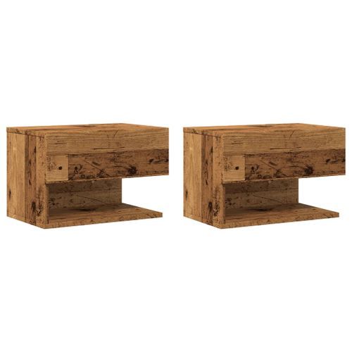 Tables de chevet murales 2 pcs vieux bois - Photo n°2; ?>